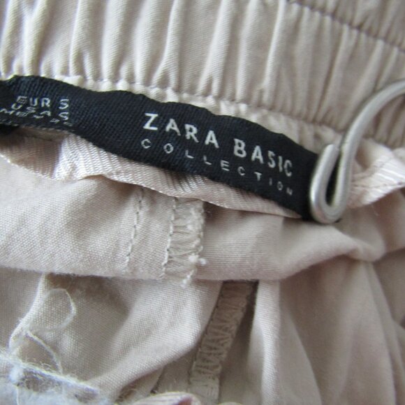 Zara Women's Paperbag Waist Casual Pants Small Cream - Picture 10 of 10